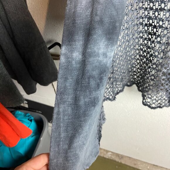 T Party Size Small Cardigan Sweater Crocheted Open Knit Grey Ombre Whimsigoth - Picture 3 of 5